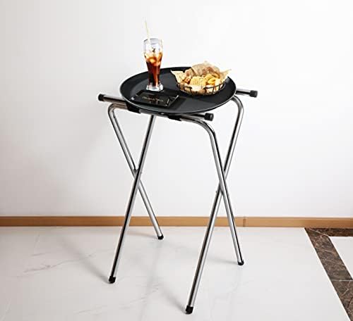 New Star 20007 Steel Restaurant-Grade Tray Stand, Mirror Chrome Finish, Double Bar Folding, 31-Inch, Silver in, alternate