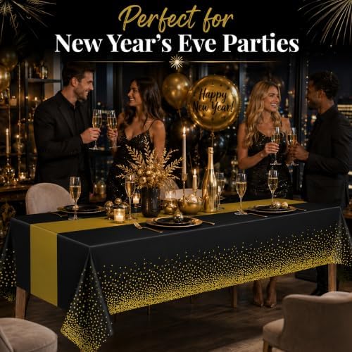 New Years Decorations 2027-3 Pack Disposable Plastic Tablecloths, alternate view 2