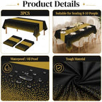New Years Decorations 2027-3 Pack Disposable Plastic Tablecloths, alternate view 4