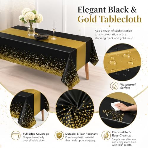 New Years Decorations 2027-3 Pack Disposable Plastic Tablecloths, alternate view 5