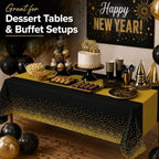 New Years Decorations 2027-3 Pack Disposable Plastic Tablecloths, alternate view 6
