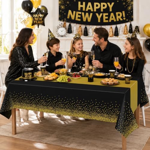 New Years Decorations 2027-3 Pack Disposable Plastic Tablecloths, alternate view 7