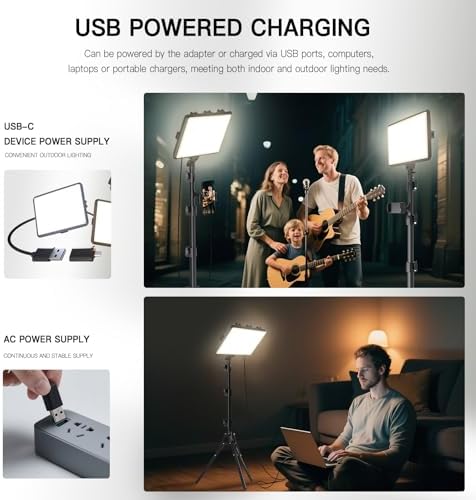 NiceVeedi Photography Lighting, 2800-6500K Dimmable Studio Lights with Tripod & Phone Holder, 73" Video Light, alternate view