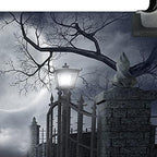 Night Full Moon Backdrop Gloomy Woods Graveyard Photography Background Horrible Cemetery Spooky Party Banner, alternate view