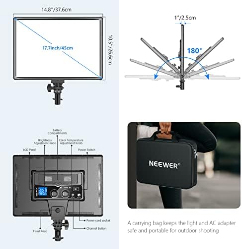 NL288 LED Video Light with 2.4G Remote, 45W 4800Lux 3200K-5600K, alternate view 3