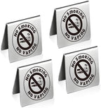 No Smoking Table Sign for Business Stainless Steel Double Sided in 1.97 x 1.97 inch(5 x 5 cm) in Stainless