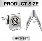 No Smoking Table Sign for Business Stainless Steel Double Sided in 1.97 x 1.97 inch(5 x 5 cm) in Stainless, alternate view 3
