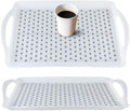 Non-Slip Serving Tray with Handles, Food Serving Platter, Set of 2, White in 16.5" x 11.4"×1.7" in White