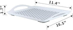 Non-Slip Serving Tray with Handles, Food Serving Platter, Set of 2, White in 16.5" x 11.4"×1.7" in White, alternate view 3