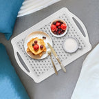 Non-Slip Serving Tray with Handles, Food Serving Platter, Set of 2, White in 16.5" x 11.4"×1.7" in White, alternate view 6