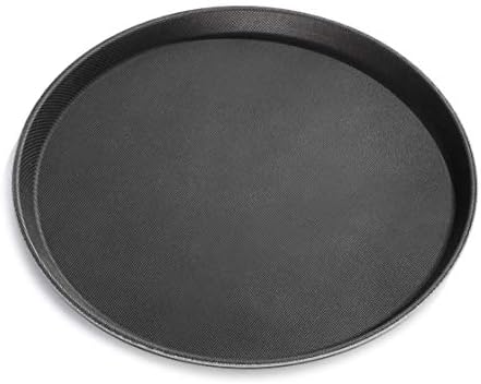 Non-Slip Tray, Plastic, Rubber Lined, Round, Black, 11-Inch in Black, alternate view 3