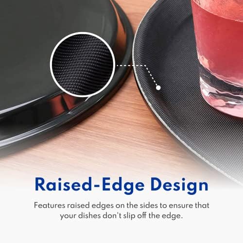 Non-Slip Tray, Plastic, Rubber Lined, Round, Black, 11-Inch in Black, alternate view 5