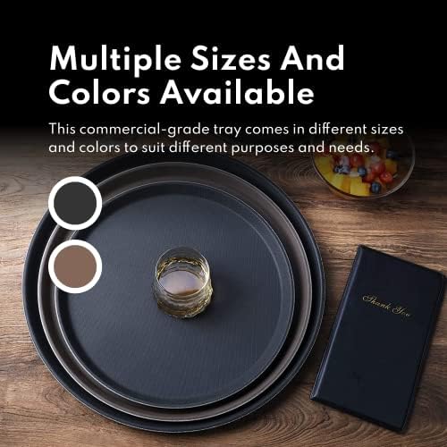 Non-Slip Tray, Plastic, Rubber Lined, Round, Black, 11-Inch in Black, alternate view 6
