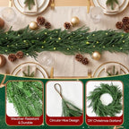 Norfolk Pine Garland 9.01FT - Real Touch Faux Greenery, Unlit Artificial Pine Garland for Mantel Fireplace, alternate view 2