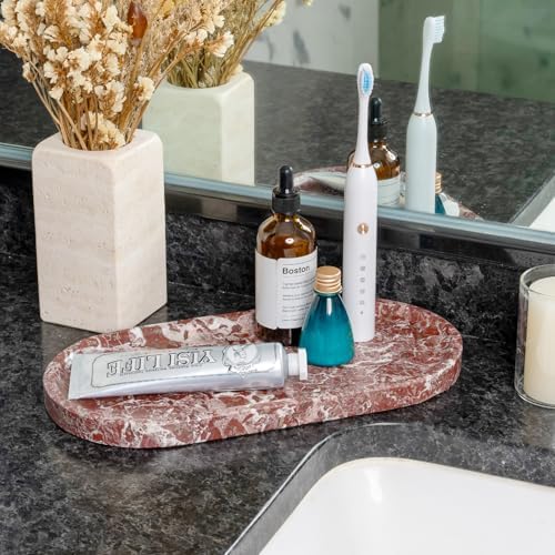 Norway Natural Marble Tray, 12"x6" Vanity Decorative Tray for Countertop, Catchall Tray for Perfume, Candles, alternate view