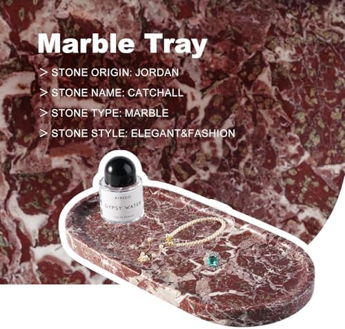 Norway Natural Marble Tray, 12"x6" Vanity Decorative Tray for Countertop, Catchall Tray for Perfume, Candles, alternate view