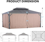 Nova 12' X 16' Permanent Hardtop Gazebo, Aluminum Metal Canopy with Galvanized Steel Double Roof, for Patio Lawn, alternate
