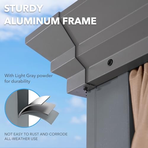 Nova 12' X 16' Permanent Hardtop Gazebo, Aluminum Metal Canopy with Galvanized Steel Double Roof, for Patio Lawn, alternate