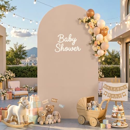 Nude and Brown Arch Backdrop Cover 7.2FT Party Wedding Arch Covers Stretchy Backdrop Baby Shower Bridal Shower, alternate