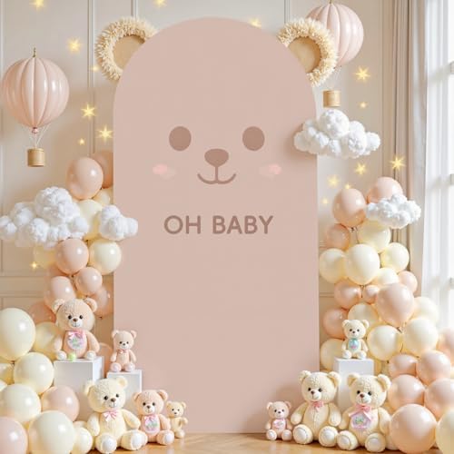 Nude Arch Backdrop Cover 6.6FT Spandex Fitted Wedding Arch Stand Covers Round Top Chiara Arch Covers Stretchy, alternate view
