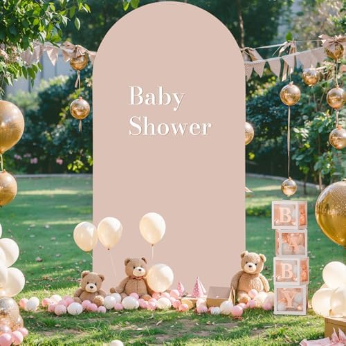 Nude Arch Backdrop Cover 6.6FT Spandex Fitted Wedding Arch Stand Covers Round Top Chiara Arch Covers Stretchy, alternate view