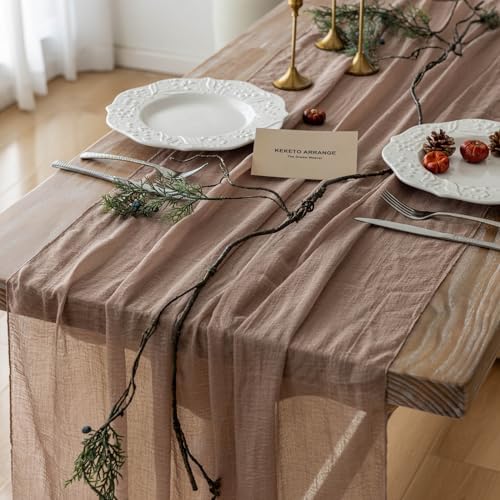 Nude Cheesecloth Table Runner 120 Inches Fall Party Boho Home Decorations