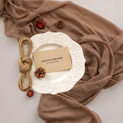 Nude Cheesecloth Table Runner 120 Inches Fall Party Boho Home Decorations, alternate view 2