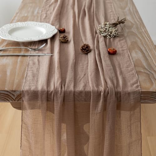Nude Cheesecloth Table Runner 120 Inches Fall Party Boho Home Decorations, alternate view 5