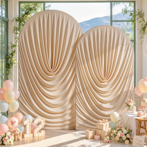 Nude Draped Arch Backdrop Covers 7.2 and 6 FT, Nude Draped Arch Cover Stretchy Backdrop Set of 2 for Birthday, alternate view