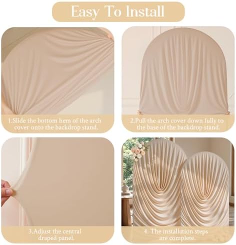 Nude Draped Arch Backdrop Covers 7.2 and 6 FT, Nude Draped Arch Cover Stretchy Backdrop Set of 2 for Birthday, alternate view