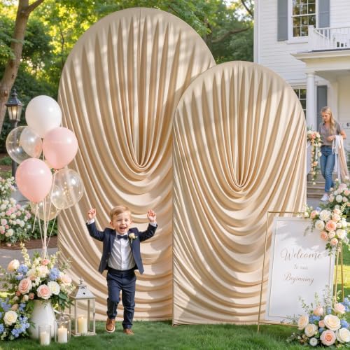 Nude Draped Arch Backdrop Covers 7.2 and 6 FT, Nude Draped Arch Cover Stretchy Backdrop Set of 2 for Birthday, alternate view