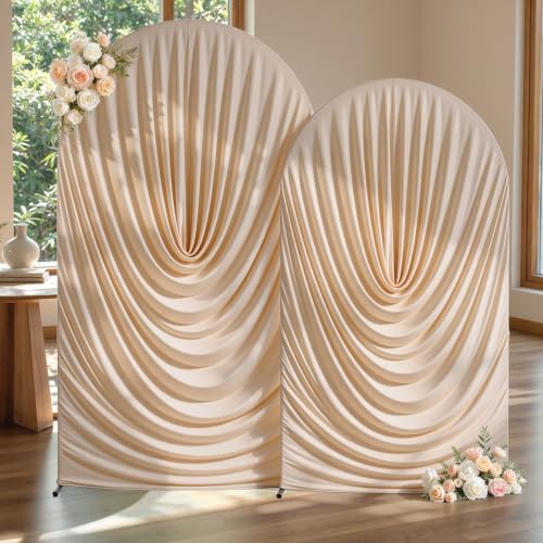 Nude Draped Arch Backdrop Covers 7.2 and 6 FT, Nude Draped Arch Cover Stretchy Backdrop Set of 2 for Birthday, alternate view