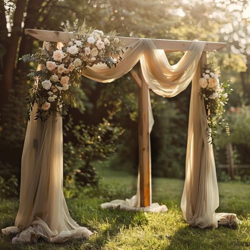 Nude Wedding Arch Draping Fabric Backdrop Drapes Sheer 28.7" x 20FT, alternate view 6
