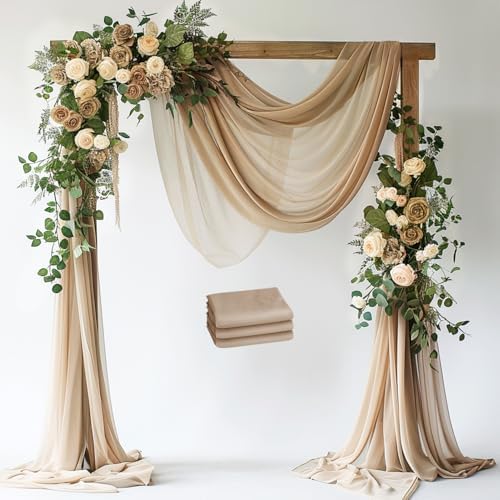 Nude Wedding Arch Draping Fabric Backdrop Drapes Sheer 3 Panels