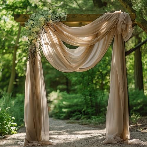 Nude Wedding Arch Draping Fabric Backdrop Drapes Sheer 3 Panels, alternate view 2