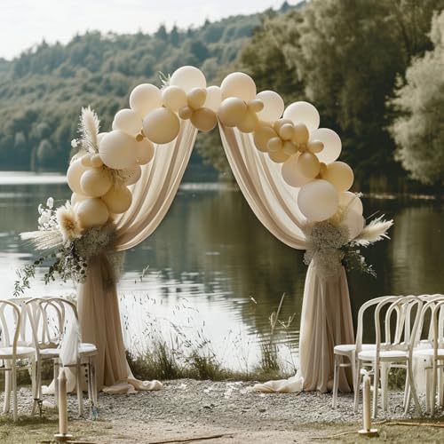 Nude Wedding Arch Draping Fabric Backdrop Drapes Sheer 3 Panels, alternate view 4