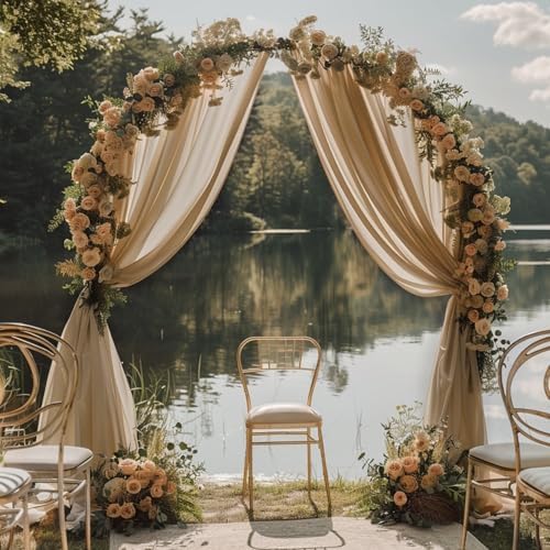 Nude Wedding Arch Draping Fabric Backdrop Drapes Sheer 3 Panels, alternate view 6