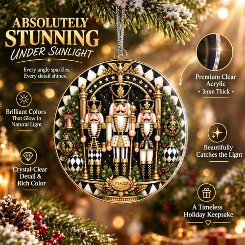 Nutcracker Christmas Ornament - Nutcracker Drummer Ornament 1776-2026 - USA 250th Anniversary Christmas, alternate view 3