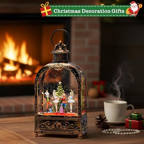 Nutcracker Christmas Snow Globes Lantern Christmas Snow Globe with Music Dance Soldier Nutcracker Scene,6H, alternate view 2