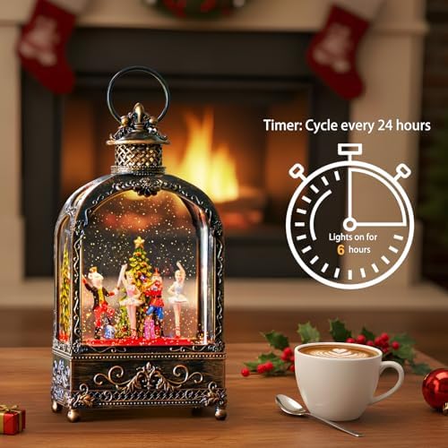 Nutcracker Christmas Snow Globes Lantern Christmas Snow Globe with Music Dance Soldier Nutcracker Scene,6H, alternate view 3