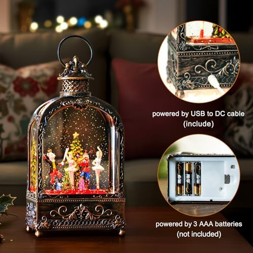 Nutcracker Christmas Snow Globes Lantern Christmas Snow Globe with Music Dance Soldier Nutcracker Scene,6H, alternate view 4