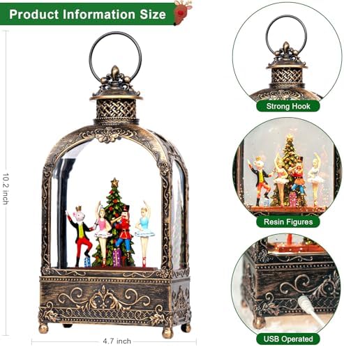 Nutcracker Christmas Snow Globes Lantern Christmas Snow Globe with Music Dance Soldier Nutcracker Scene,6H, alternate view 5