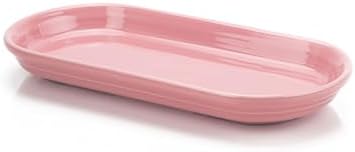 Oblong Serving Platter, 12" - Durable Ceramic, Lead-Free, Dishwasher/Microwave/Oven Safe - Made in USA