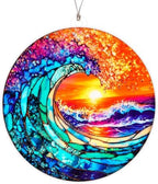 Ocean Wave Ornament for Christmas Tree, Sunset Acrylic Artwork with Coastal Style, Beach Christmas Ornaments