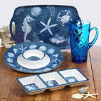 Oceanic 3-Piece Melamine Hostess Set - Includes Chip & Dip Server, 3-Section Relish Tray, and Rectangular Fish, alternate
