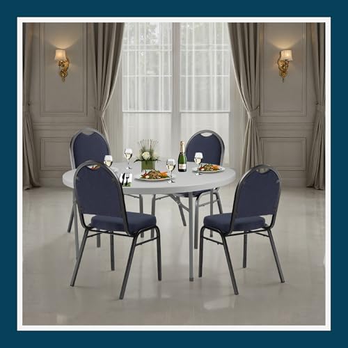 OEF9254-BT/2 Commercial-Grade Dome Back Banquet Stack Chair (Blue Fabric, Black Powder-Coated Frame, 2-Pack), alternate view