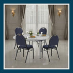 OEF9254-BT/2 Commercial-Grade Dome Back Banquet Stack Chair (Blue Fabric, Black Powder-Coated Frame, 2-Pack), alternate view