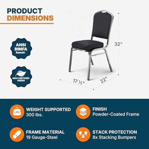 OEF9300F Series Silhouette Back Upholstered Stackable Banquet Chairs Premium Commercial Seating (2 Pack, Fabric, alternate