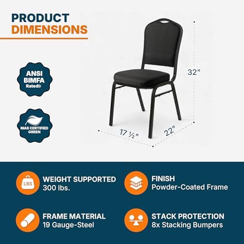 OEF9300F Series Silhouette Back Upholstered Stackable Banquet Chairs Premium Commercial Seating (2 Pack, Fabric, alternate