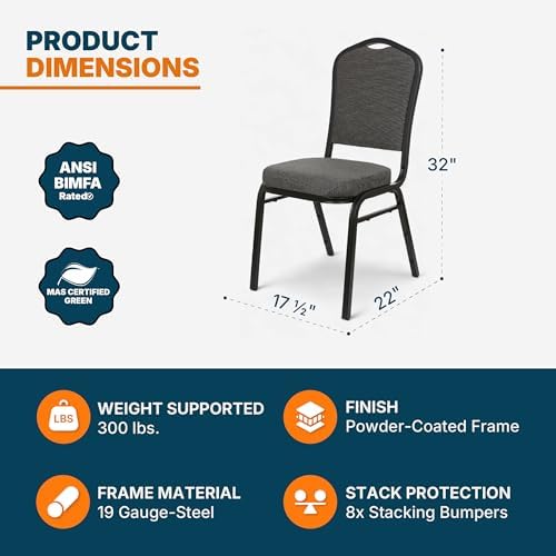 OEF9300F Series Silhouette Back Upholstered Stackable Banquet Chairs Premium Commercial Seating (2 Pack, Fabric, alternate